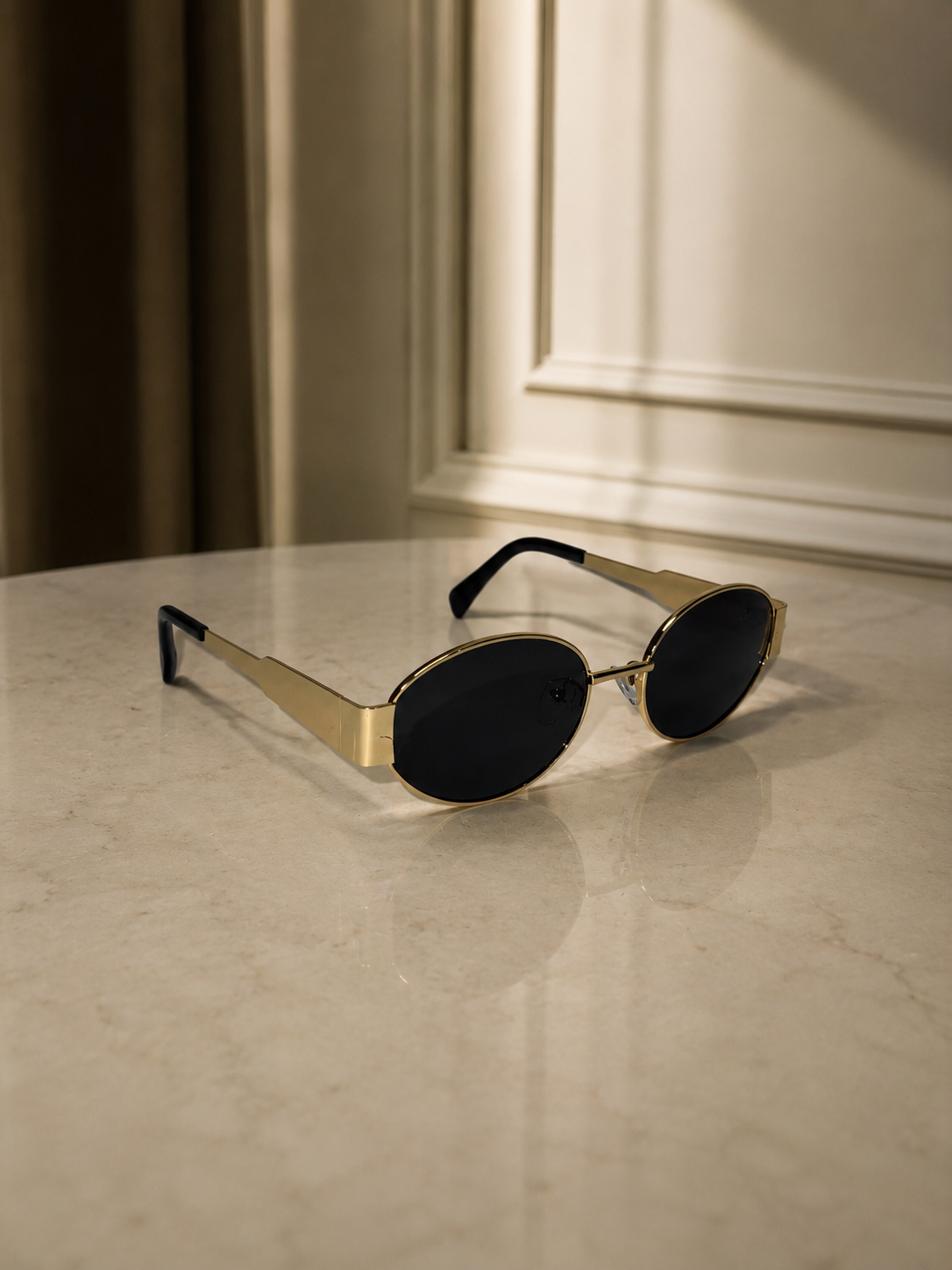 LENTES GLAMOUR NEGRO DORADO