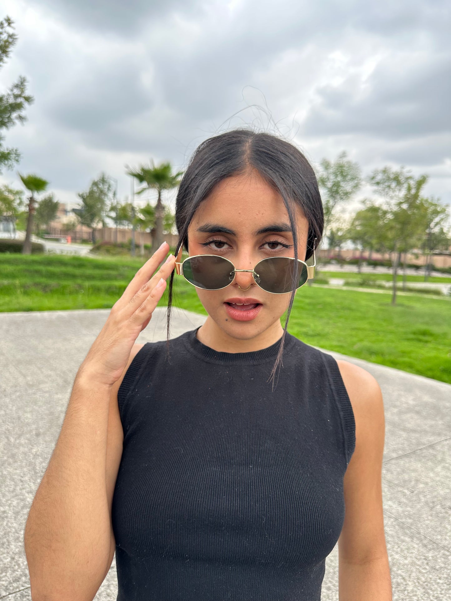 LENTES GLAMOUR VERDE DORADO