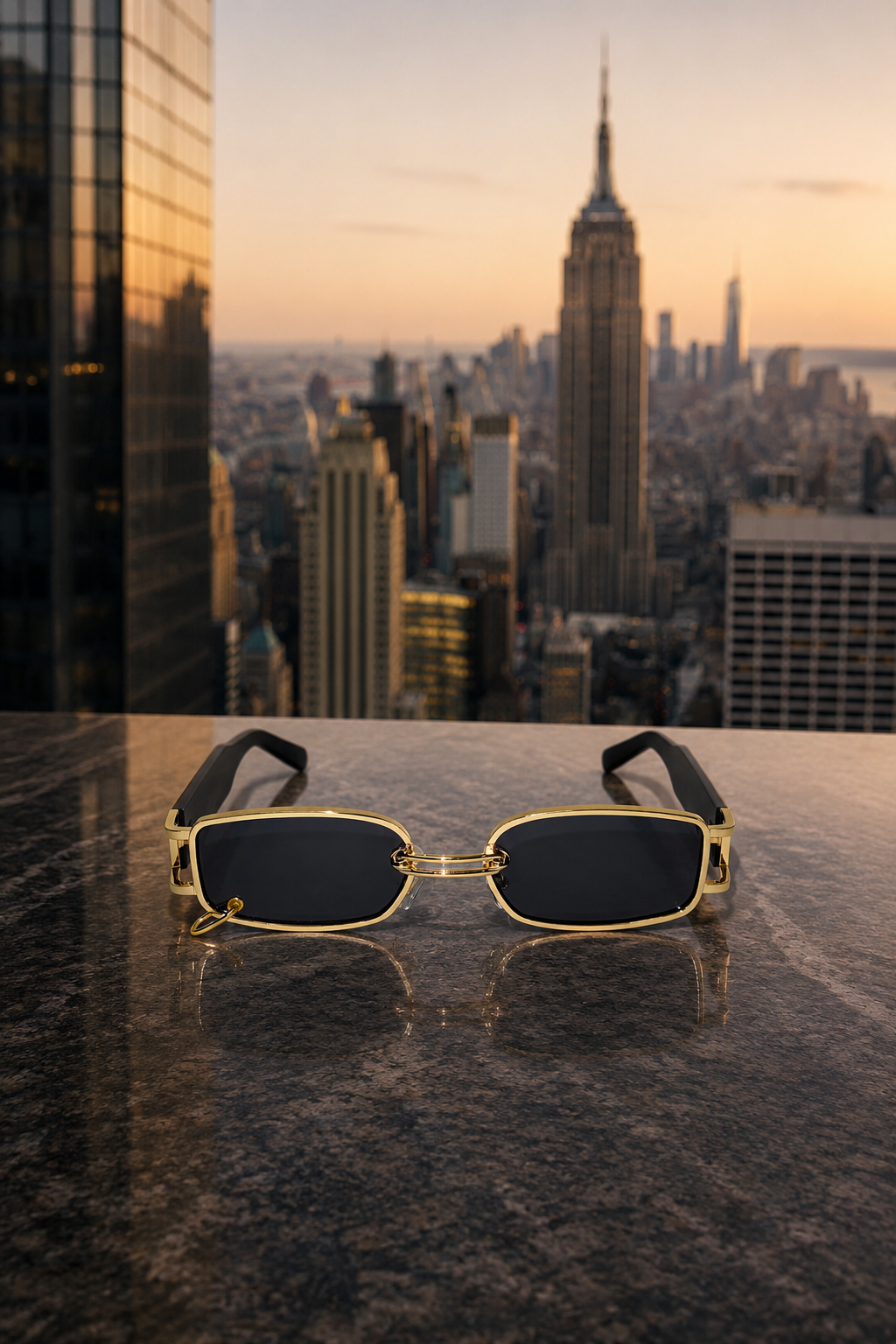 LENTES PIERCING NEGRO DORADO