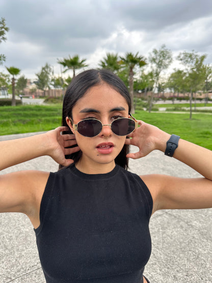 LENTES GLAMOUR NEGRO DORADO